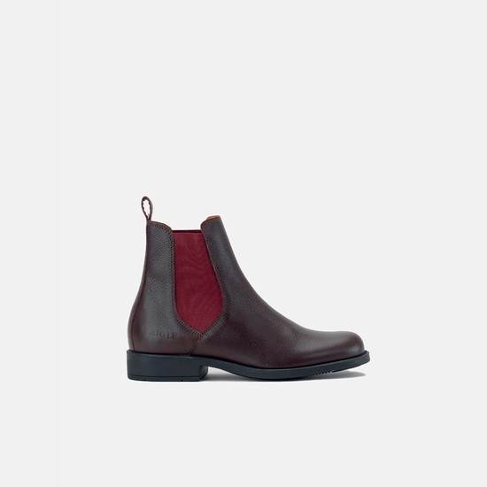 Aigle Leather Ankle Chelsea Boots Women Black/Red ZA-56239